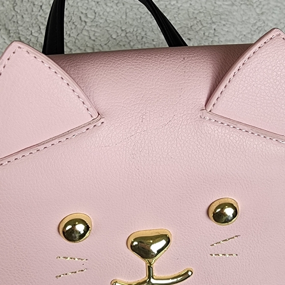 Betsey Johnson Full Size Pink Cat Backpack with Black and White Stripes - Picture 4 of 13
